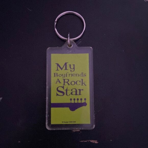 "My Boyfriend is a Rockstar" Keychain Plastic Novelty Gift Cute Fun - Picture 1 of 2
